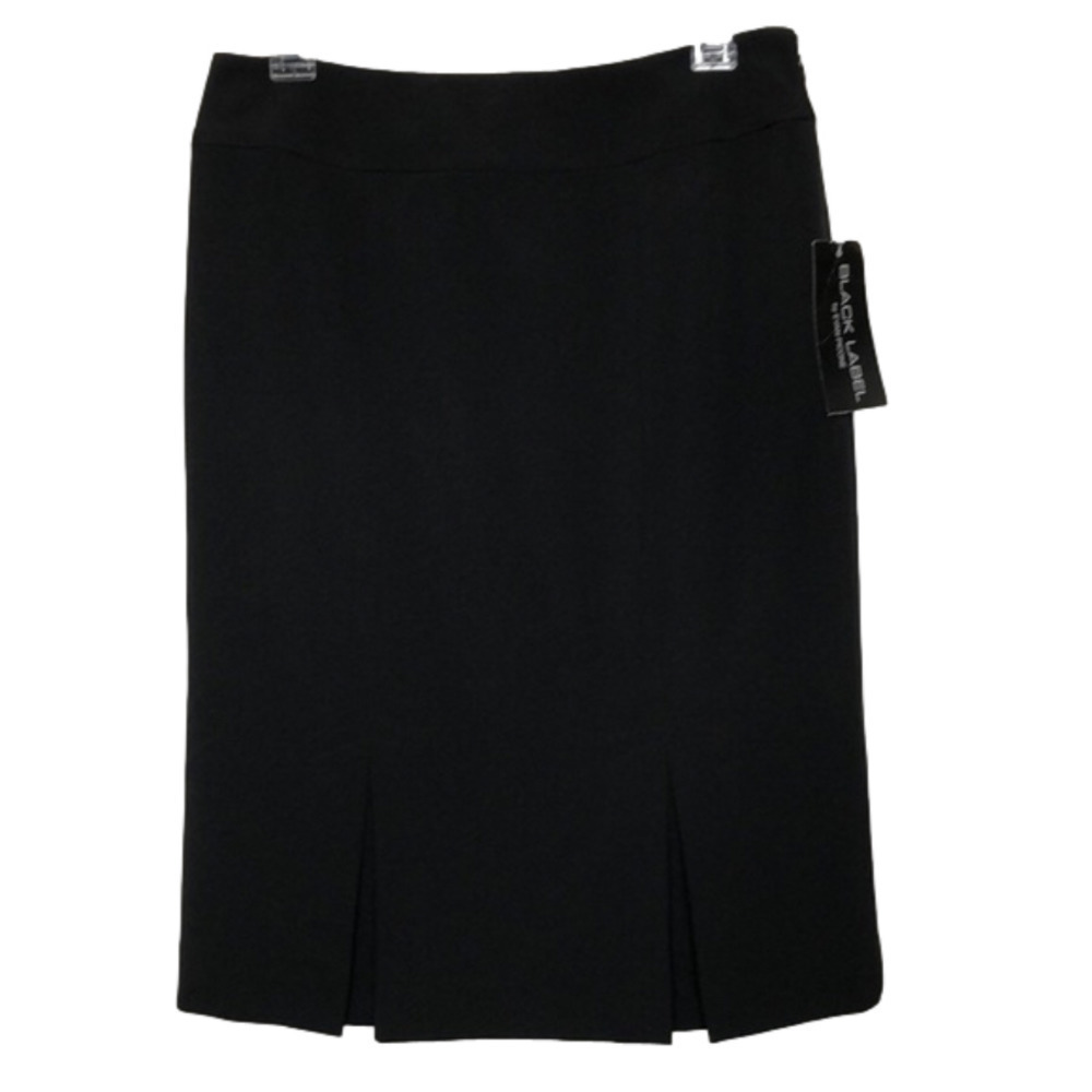 NWT - EVAN PICONE BLACK LABEL - Black Side Zip Pleated Hem Pencil Skirt - Size 4